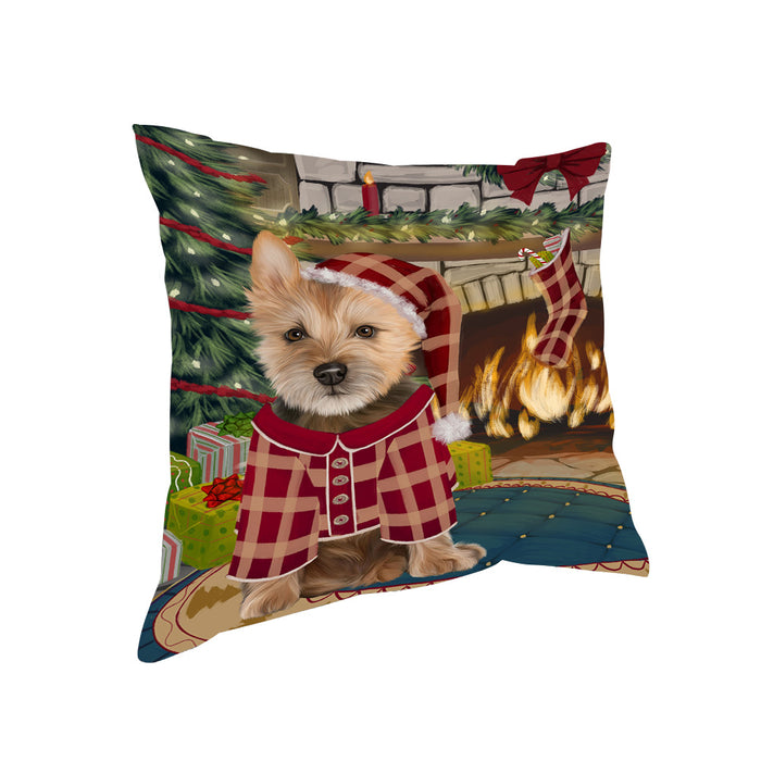 The Stocking was Hung Australian Terrier Dog Pillow PIL69672