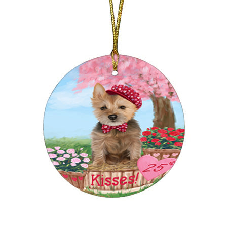 Rosie 25 Cent Kisses Australian Terrier Dog Round Flat Christmas Ornament RFPOR56161