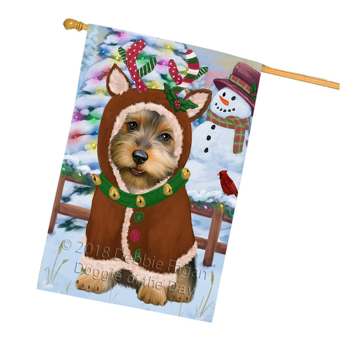 Christmas Gingerbread House Candyfest Australian Terrier Dog House Flag FLG56843