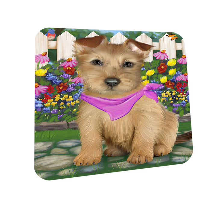 Spring Floral Australian Terrier Dog Coasters Set of 4 CST52191