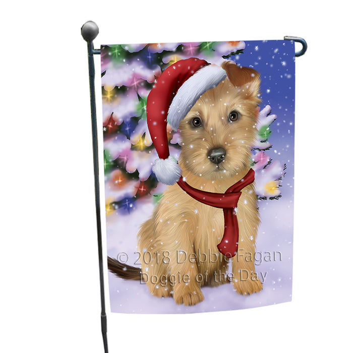 Winterland Wonderland Australian Terrier Dog In Christmas Holiday Scenic Background Garden Flag GFLG53792