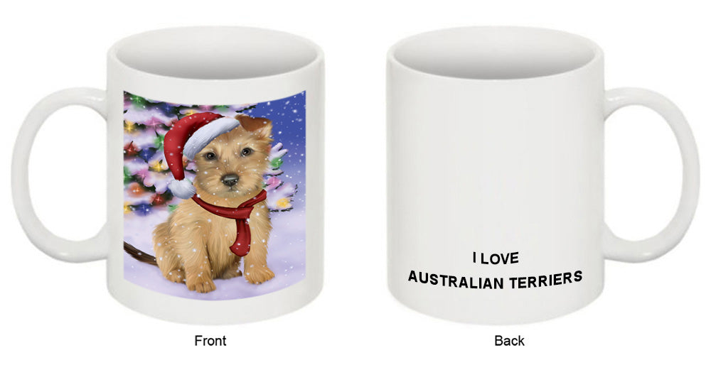 Winterland Wonderland Australian Terrier Dog In Christmas Holiday Scenic Background Coffee Mug MUG49128