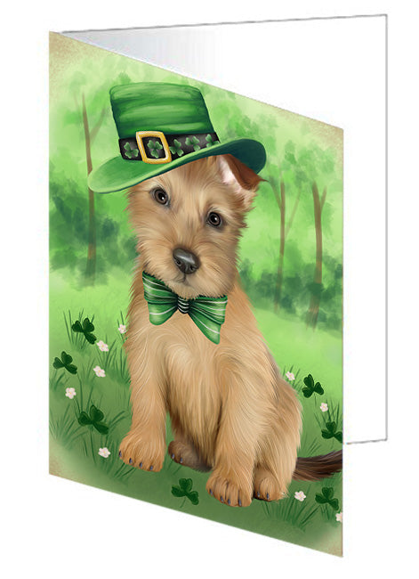 St. Patricks Day Irish Portrait Australian Terrier Dog Handmade Artwork Assorted Pets Greeting Cards and Note Cards with Envelopes for All Occasions and Holiday Seasons GCD76439