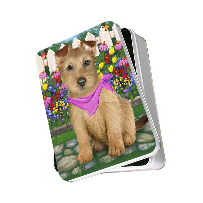 Spring Floral Australian Terrier Dog Photo Storage Tin PITN52232