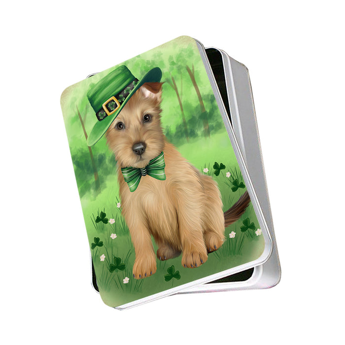 St. Patricks Day Irish Portrait Australian Terrier Dog Photo Storage Tin PITN56918