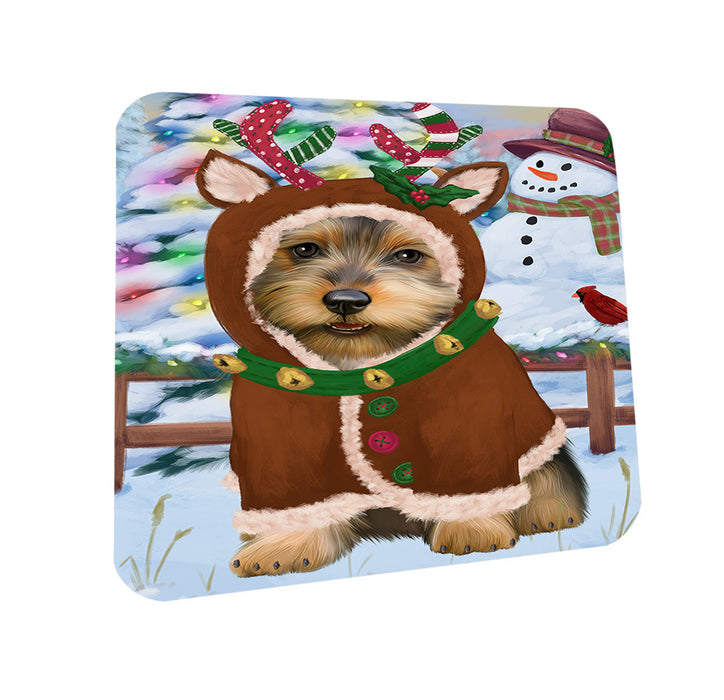 Christmas Gingerbread House Candyfest Australian Terrier Dog Coasters Set of 4 CST56117