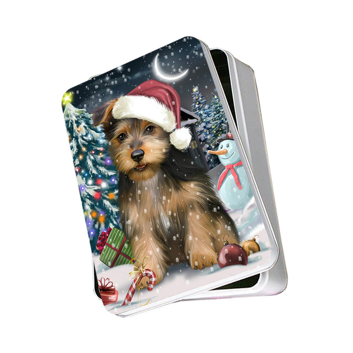 Have a Holly Jolly Australian Terrier Dog Christmas Photo Storage Tin PITN51626