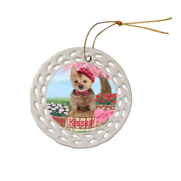 Rosie 25 Cent Kisses Australian Terrier Dog Ceramic Doily Ornament DPOR56161