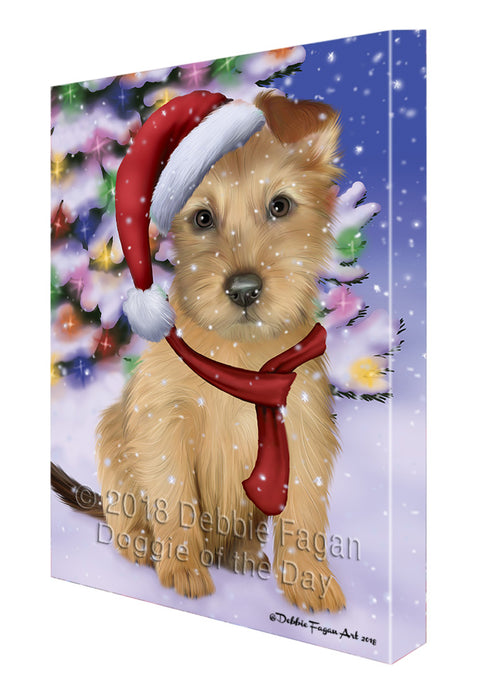 Winterland Wonderland Australian Terrier Dog In Christmas Holiday Scenic Background Canvas Print Wall Art Décor CVS101420