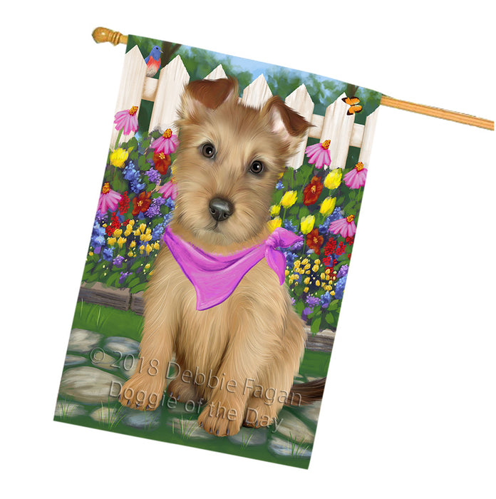 Spring Floral Australian Terrier Dog House Flag FLG52313