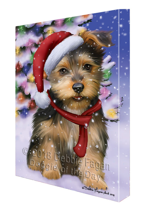 Winterland Wonderland Australian Terrier Dog In Christmas Holiday Scenic Background Canvas Print Wall Art Décor CVS101429