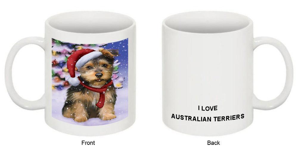 Winterland Wonderland Australian Terrier Dog In Christmas Holiday Scenic Background Coffee Mug MUG49129