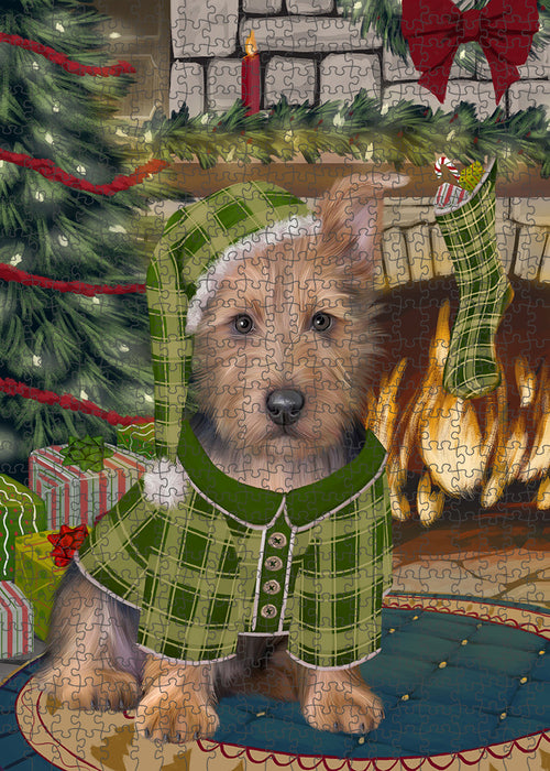 The Stocking was Hung Australian Terrier Dog Puzzle with Photo Tin PUZL88952