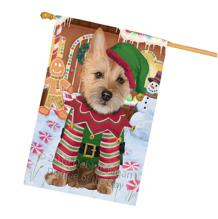 Christmas Gingerbread House Candyfest Australian Terrier Dog House Flag FLG56844