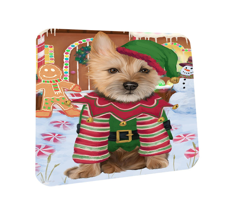 Christmas Gingerbread House Candyfest Australian Terrier Dog Coasters Set of 4 CST56118