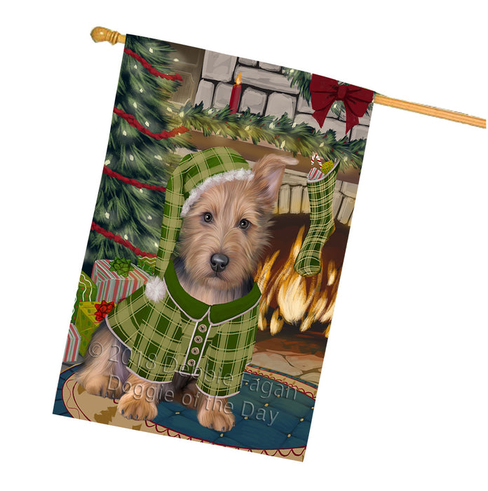 The Stocking was Hung Australian Terrier Dog House Flag FLG55616