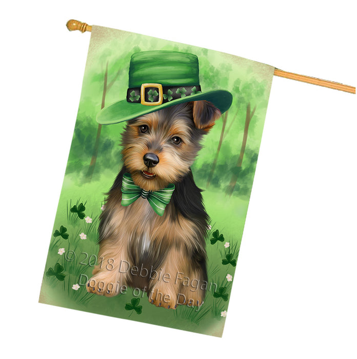St. Patricks Day Irish Portrait Australian Terrier Dog House Flag FLG65000