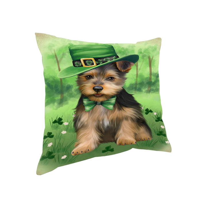 St. Patricks Day Irish Portrait Australian Terrier Dog Pillow PIL86016