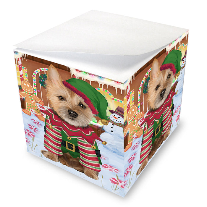 Christmas Gingerbread House Candyfest Australian Terrier Dog Note Cube NOC54232