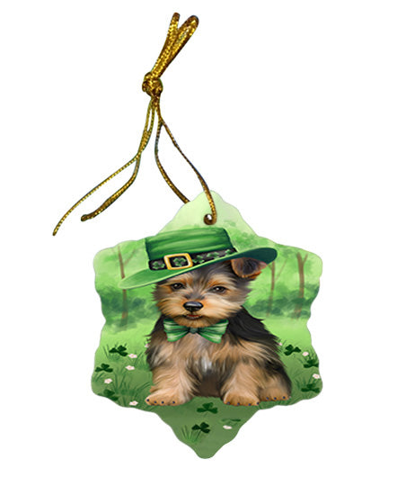 St. Patricks Day Irish Portrait Australian Terrier Dog Star Porcelain Ornament SPOR57916