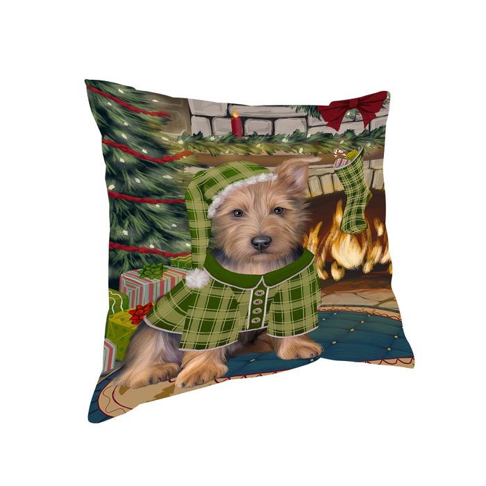 The Stocking was Hung Australian Terrier Dog Pillow PIL69676
