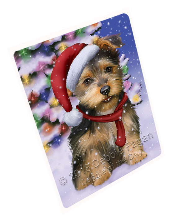 Winterland Wonderland Australian Terrier Dog In Christmas Holiday Scenic Background Cutting Board C65637