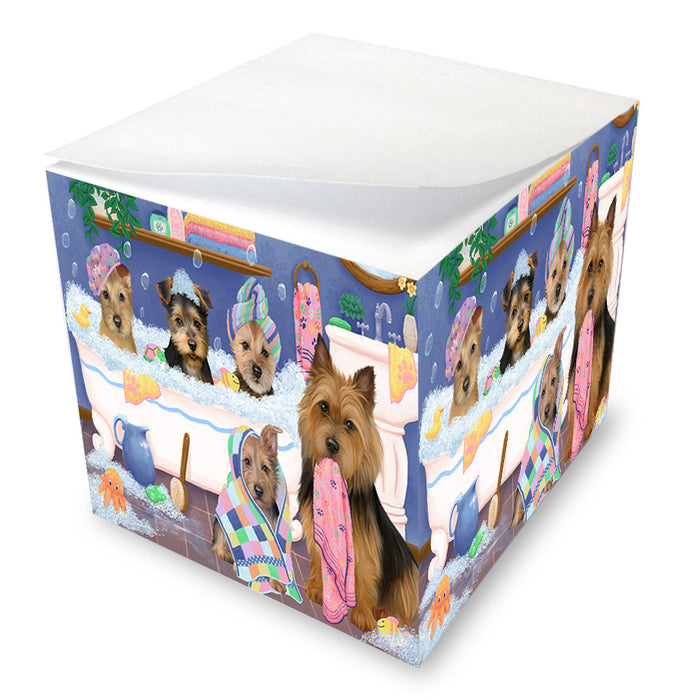 Rub A Dub Dogs In A Tub Australian Terriers Dog Note Cube NOC54830