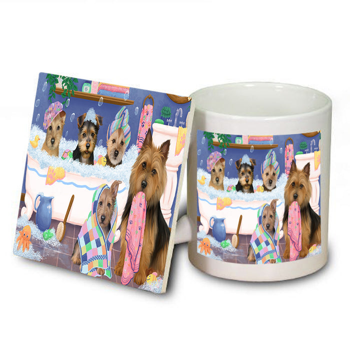 Rub A Dub Dogs In A Tub Australian Terriers Dog Mug and Coaster Set MUC56750