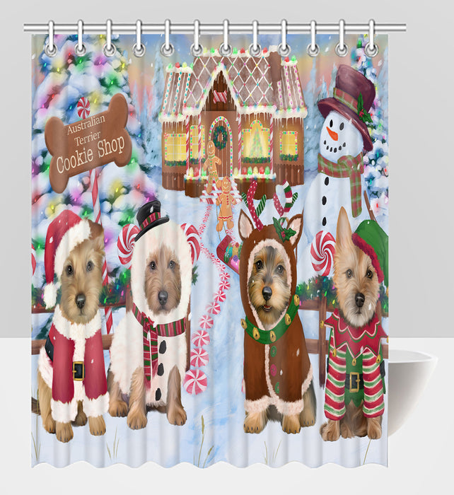 Holiday Gingerbread Cookie Australian Terrier Dogs Shower Curtain