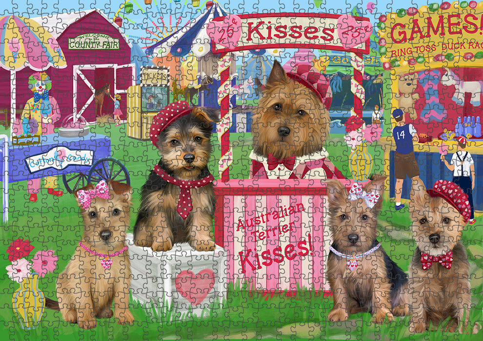Carnival Kissing Booth Australian Terriers Dog Puzzle with Photo Tin PUZL91316
