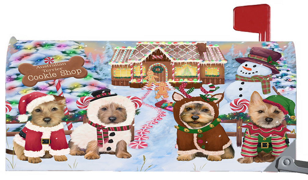 Christmas Holiday Gingerbread Cookie Shop Australian Terrier Dogs 6.5 x 19 Inches Magnetic Mailbox Cover Post Box Cover Wraps Garden Yard Décor MBC48961