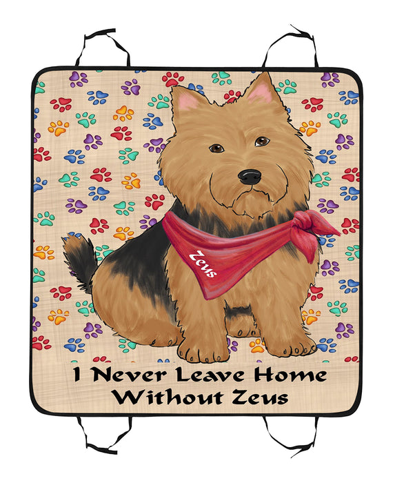 Personalized I Never Leave Home Paw Print Australian Terrier Dogs Pet Back Car Seat Cover