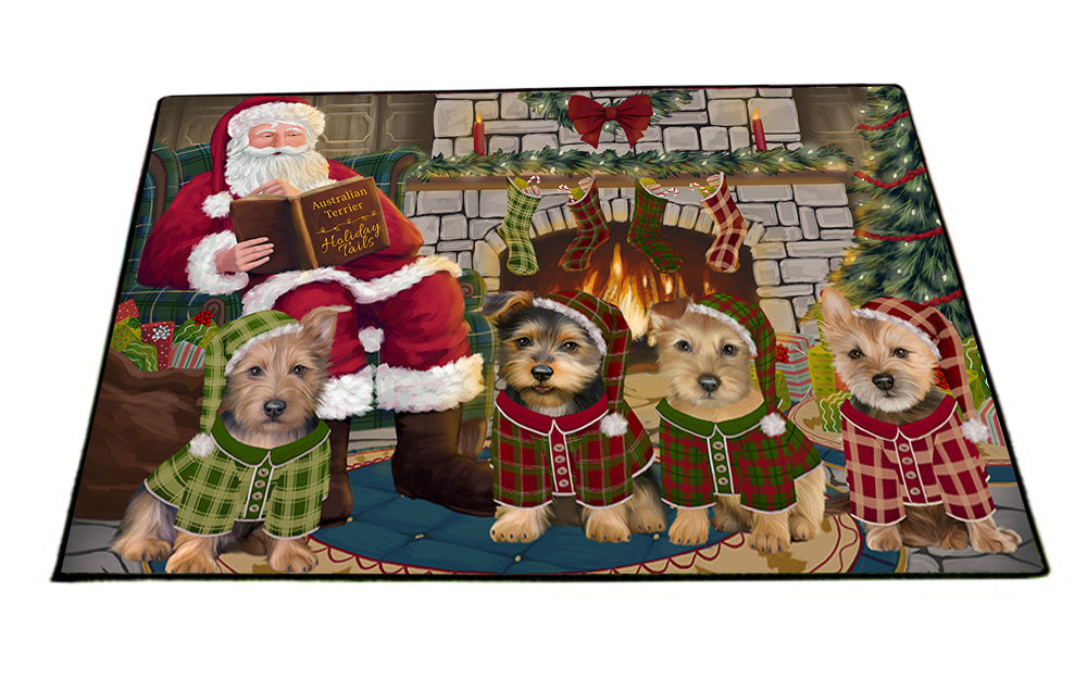 Christmas Cozy Holiday Tails Australian Terriers Dog Floormat FLMS52569