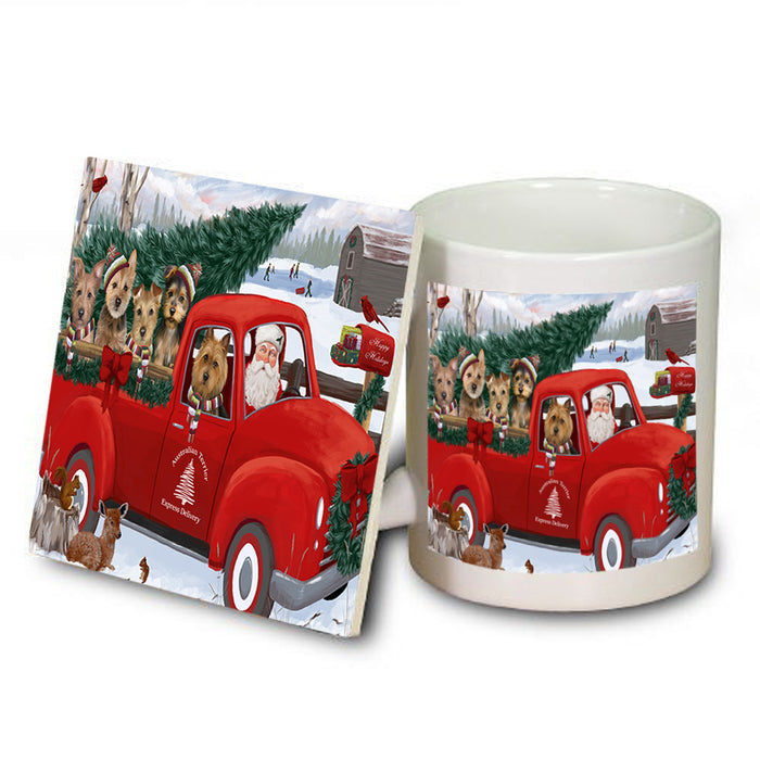 Christmas Santa Express Delivery Australian Terriers Dog Family Mug and Coaster Set MUC54997