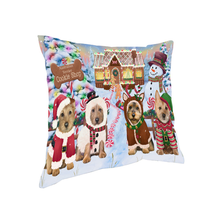Holiday Gingerbread Cookie Shop Australian Terriers Dog Pillow PIL78692