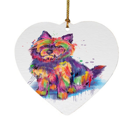 Watercolor Australian Terrier Dog Heart Christmas Ornament HPOR57429