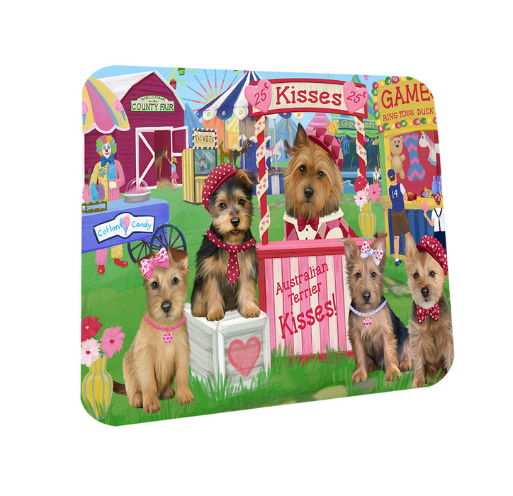 Carnival Kissing Booth Australian Terriers Dog Coasters Set of 4 CST55736
