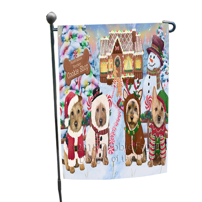 Holiday Gingerbread Cookie Shop Australian Terriers Dog Garden Flag GFLG56648