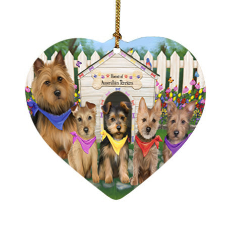 Spring Dog House Australian Terriers Dog Heart Christmas Ornament HPOR52199
