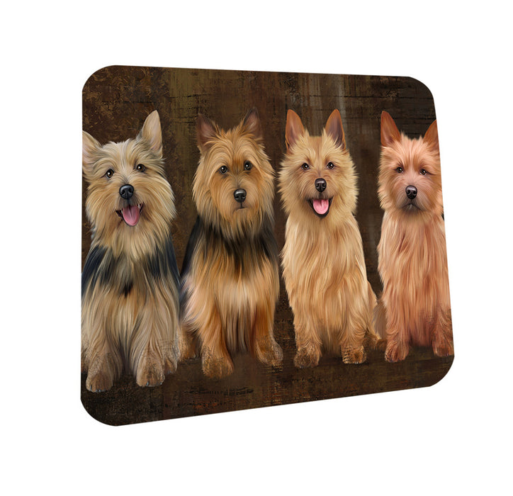 Rustic 4 Australian Terriers Dog Coasters Set of 4 CST54312