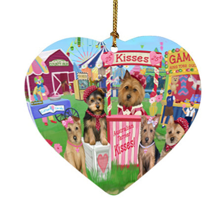 Carnival Kissing Booth Australian Terriers Dog Heart Christmas Ornament HPOR56134