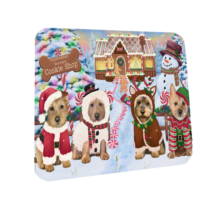 Holiday Gingerbread Cookie Shop Australian Terriers Dog Coasters Set of 4 CST56058