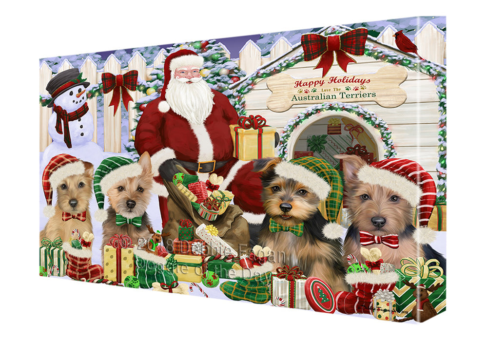 Christmas Dog House Australian Terriers Dog Canvas Print Wall Art Décor CVS90152
