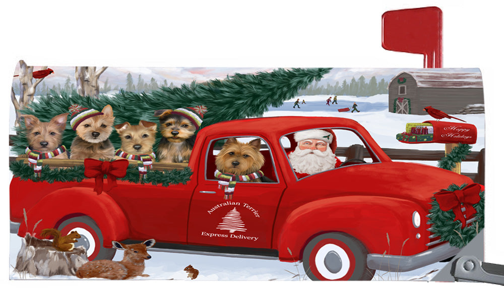 Magnetic Mailbox Cover Christmas Santa Express Delivery Australian Terriers Dog MBC48289