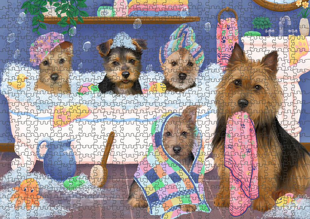 Rub A Dub Dogs In A Tub Australian Terriers Dog Puzzle with Photo Tin PUZL95232