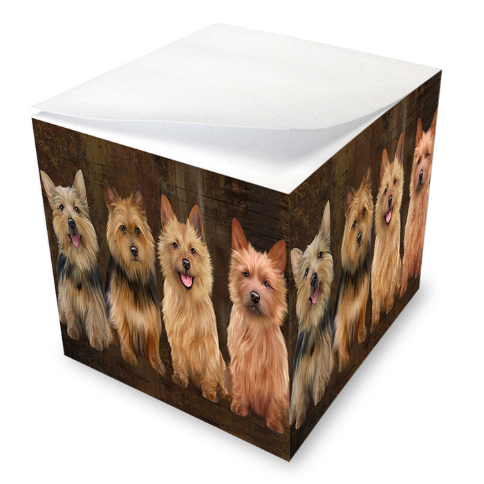 Rustic 4 Australian Terriers Dog Note Cube NOC56000