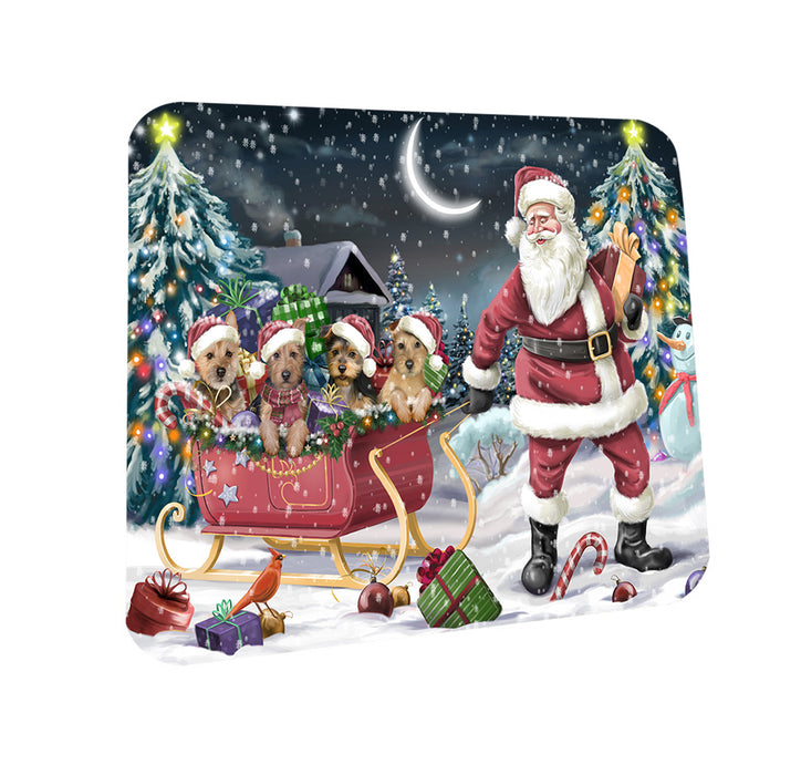 Santa Sled Dogs Christmas Happy Holidays Australian Terriers Dog Coasters Set of 4 CST51671