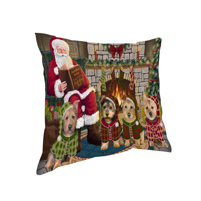 Christmas Cozy Holiday Tails Australian Terriers Dog Pillow PIL69304