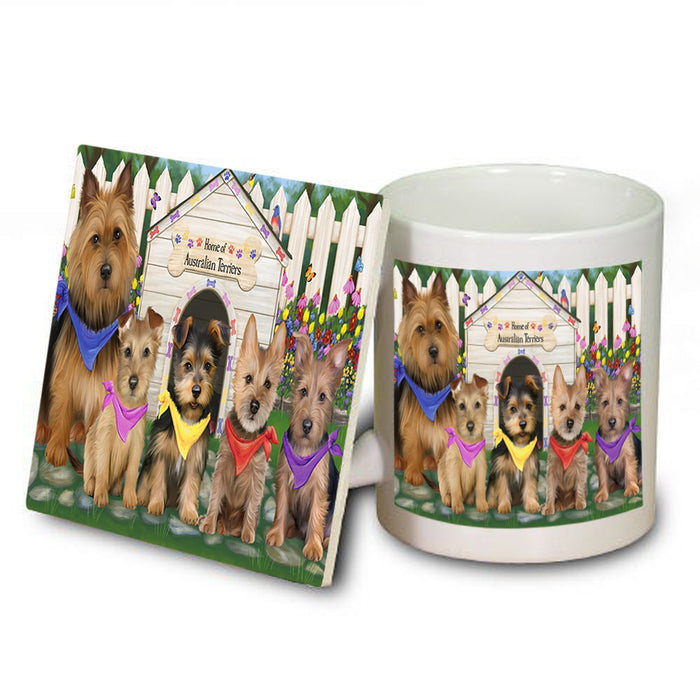 Spring Dog House Australian Terriers Dog Mug and Coaster Set MUC52139