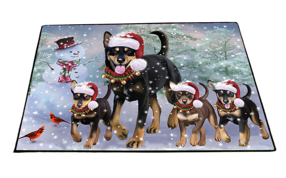 Christmas Running Family Australian Kelpie Dogs Floormat FLMS54329